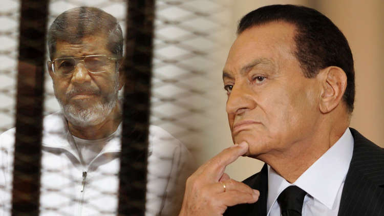 لأول مرة الرئيس الأسبق حسني مبارك في مواجهة مع الرئيس المعزول محمد مرسي